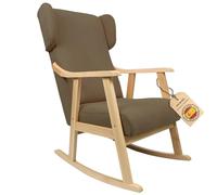 ECO SILLA Y DESCANSO® Mecedora Orejera Mod. Torino. Sillon, balancin, Mecedora Especial Lactancia, Antimanchas, Madera Haya Maciza. Fabricado en España. (Marrón/Natural)