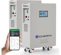 ECO-WORTHY Bateria Lifepo4 48V 314Ah*2, 32,2 kWh, memoria de corriente y disyuntores, PACE BMS 200A RS485/CAN/RS232 con Bluetooth WLAN para suministro de energía de emergencia en casa, sistemas