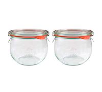 EcoBaker X2 WECK 744 - Tarros de almacenamiento de tulipanes de 580 ml, incluye tapas de vidrio, sellos y abrazaderas para masa madre, conserva, enlatado, yogur, kimchi, mermelada