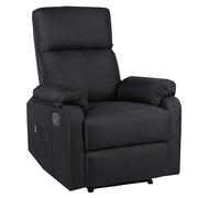 ECODE Sillón Relax Reclinable Manual de Tela y Calor Lumbar con Puertos USB | Reposabrazos Lavable, Montaje en 2 Pasos, Apertura Push Fácil, Ideal para Personas Mayores y Espacios Pequeños
