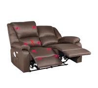 ECODE® Sofa 2 Plazas de Tela con Reclinacion Electrica Independiente y Masaje - Modo Reclinable TV Independiente en Cada Lado, 8 Vibromotores, Calor Lumbar, Doble Botonera, Doble USB (Marrón)