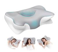 Ecofocet Almohada cervicales y Cuello,Almohada ergonómica,Almohada Cervical,Almohadas cervicales para Dormir,Almohada de Espuma viscoelástica,para Soporte de Cabeza,Cuello,Hombro (Blanco)