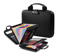 Ecofocet Caja de Documentos Ignífuga con Cerradura, Organizador de Documentos A4 Rígido con 13 Compartimentos, Carpeta de Archivos Portátil para Documentos Importantes, Pasaporte y Certificados, Negro