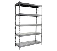 Ecoforte Estantería metálica Metal (Al x An x Pr: 200 x 120 x 45 cm, Capacidad de carga por balda: 400 kg, Número de baldas: 5 ud., Inserción, Gris...