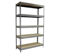 Simonrack Estantería metálica Ecoforte 2000x1500x450 mm, 5 baldas madera, 400 kg/balda, Gris/Madera