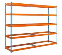 Ecoforte Estantería para cargas pesadas Metal (Al x An x Pr: 200 x 120 x 60 cm, Número de baldas: 5 ud., Inserción, Azul/Naranja, Capacidad de...