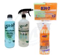 Ecojin SPA AZUL + Estropajo Fibra con Esponja KH7 y Fregona Microfibra Secado Rápido KH7 - Quitamanchas Multiusos para Todas las Superficies. Producto Original de Laboncler, Limpia y Brilla con Eficie