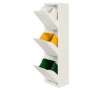 Ecolimpia - Mueble de Reciclaje Metálico EcoRecycling, Cubo de Basura para Cocina con Contenedores Interiores Extraíbles, Varias Medidas y Colores, Fabricado en Europa (Blanco, 3 Cubos)