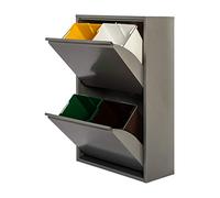 Ecolimpia - Mueble de Reciclaje Metálico EcoRecycling, Cubo de Basura para Cocina con Contenedores Interiores Extraíbles, Varias Medidas y Colores, Fabricado en Europa (Gris, 4 Cubos)