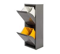 Ecolimpia - Mueble de Reciclaje Metálico EcoRecycling, Cubo de Basura para Cocina con Contenedores Interiores Extraíbles, Varias Medidas y Colores, Fabricado en Europa (Gris, 2 Cubos)