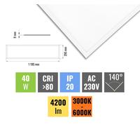 Ecolite. Panel LED empotrable blanco de 300 x 1200 mm, 40W, con control de temperatura de color (CCT). Modelo: LED-GPL44/B-40/BI/CCT