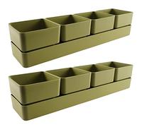 ECOMACETAS FLOWERPOT STORE Maceta para Suculentas con 4 recipientes, 6 Colores Distintos, con Drenaje y Bandeja Incluido. (Verde, 2)