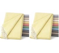 ECOMMERC3 | Foulard Multiusos Tamaño 130x180 cm - Colcha Multiusos Color Vainilla - Cubrecama Decorativa para Sofá o Cama - Jarapa Sofá o Cama Protector Ligero y Elegante (Paquete de 2)