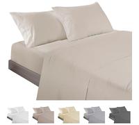 ECOMMERC3 | Juego de Sábanas 3 Piezas Cama 90 Fabricado 100% Made in Spain - Juego de Sábanas con Bajera, Encimera y 1 Funda Almohada Color Beige, Sábana Extrasuave y Ligera