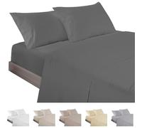 ECOMMERC3 | Juego de Sábanas 3 Piezas Cama 90 Fabricado 100% Made in Spain - Juego de Sábanas con Bajera, Encimera y 1 Funda Almohada Color Antracita, Sábana Extrasuave y Ligera