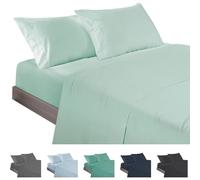 ECOMMERC3 | Juego de Sábanas 3 Piezas Cama 90 Fabricado 100% Made in Spain - Juego de Sábanas con Bajera, Encimera y 1 Funda Almohada Color Verde, Sábana Extrasuave y Ligera