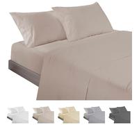 ECOMMERC3 | Juego de Sábanas 4 Piezas Cama 150 Fabricado 100% Made in Spain - Juego de Sábanas con Bajera, Encimera y 2 Fundas Almohada Color Tierra, Sábana Extrasuave y Ligera