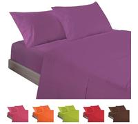 ECOMMERC3 | Juego de Sábanas 4 Piezas Cama 150 Fabricado 100% Made in Spain - Juego de Sábanas con Bajera, Encimera y 2 Fundas Almohada de 45x85 Color Lila