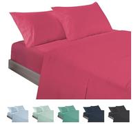 ECOMMERC3 | Juego de Sábanas 4 Piezas Cama 180 Fabricado 100% Made in Spain - Juego de Sábanas con Bajera, Encimera y 2 Fundas Almohada de 45x100 Color Cereza