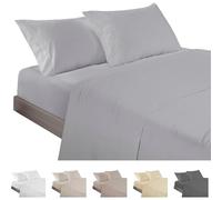ECOMMERC3 | Juego de Sábanas 4 Piezas Cama 200 Fabricado 100% Made in Spain - Juego de Sábanas con Bajera, Encimera y 2 Fundas Almohada de 45x110 Color Gris Plata