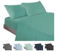 ECOMMERC3 | Juego de Sábanas 4 Piezas Cama 90 Fabricado 100% Made in Spain - Juego de Sábanas con Bajera, Encimera y 2 Fundas Almohada Color Aguamarina, Sábana Extrasuave y Ligera