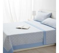 ECOMMERC3 Juego de Sábanas de Franela 3 Piezas Cama 105 Roma Azul | Fabricado en España | Juego de Sábanas Invierno con Bajera, Encimera y Funda Almohada | Sábanas Calentitas Transpirables