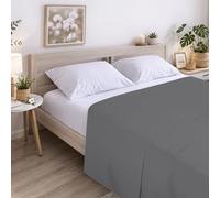 ECOMMERC3 | Sábana Encimera Cama 135 100% Algodón Suave, Transpirable Sábana Encimera Extrasuave Color Antracita