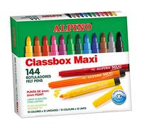 Alpino rotuladores Maxi – Pack económico 12 unid. x 12 colores (144 uds)