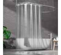 ecooe Cortina de Ducha Transparente 3D Rómbico 180 x 200 cm, Cortinas de Baño EVA Antimoho, Cortina Ducha Impermeable con 12 Anillos, Cortina Bañera para Ducha o bañera