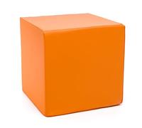 Ecopuf Cube - Reposapiés de Piel sintética, Cubo de almacenaje, otomana, reposapiés para salón, decoración del hogar, 40 x 40 x 40 cm, Faber Orange E4