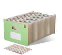 EcoStash Carpeta Clasificadora Acordeón, 26 Bolsillos Archivador A4 de Paja de Trigo, Clasificador Documentos Expandibles, Vertical, Libre de BPA, Regreso a la Naturaleza, Vida Saludable - Verde Menta