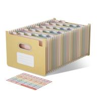 EcoStash Carpeta Clasificadora Acordeón, 26 Bolsillos Archivador A4 de Paja de Trigo, Clasificador Documentos Expandibles, Vertical,Libre de BPA,Regreso a la Naturaleza,Vida Saludable - Amarillo Trigo