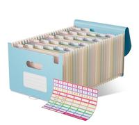 EcoStash Carpeta Clasificadora Acordeón, 26 Bolsillos Archivador A4 de Paja de Trigo, Clasificador Documentos Expandibles, Libre de BPA, Regreso a la Naturaleza, Vida Saludable - Azul Cielo