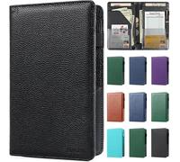 EcoVision Libro de camarero de cuero con bolsillo con cremallera, organizador para personal de camareros de restaurante, soporte para libro de invitados con bolsillo para dinero, se adapta a delantal