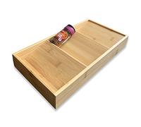 EcoWonder Organizador de cajones de madera, estante de especias para cocina, estante escalonado, estante interior, organizador de gabinete, bandeja de condimentos, organizador de tarros de condimentos