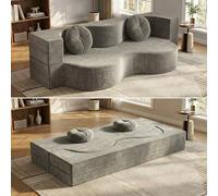 Ecoxsnz Sofá cama plegable 2 en 1, 200 cm, sofá de suelo y colchón para dormir, espuma de alta elasticidad, funda extraíble, con 2 cojines redondos, para salón, habitación de invitados y espacios