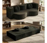 Ecoxsnz Sofá cama plegable 2 en 1, 200 cm, sofá de suelo y colchón para dormir, espuma de alta elasticidad, funda extraíble, con 2 cojines redondos, para salón, habitación de invitados y espacios