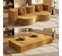 Ecoxsnz Sofá cama plegable 2 en 1, 200 cm, sofá de suelo y colchón para dormir, espuma de alta elasticidad, funda extraíble, con 2 cojines redondos, para salón, habitación de invitados y espacios