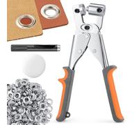 Ecraft Kit de herramientas de alicates para ojales: ojal de 3/8 pulgadas (10 mm) con 500 ojales plateados, kit de alicates perforadores de mano, juego de alicates perforadores de ojales, máquina para