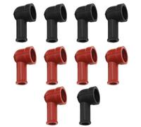 ECSiNG 10 unidades de cubierta protectora de goma aislante para terminales de batería, cubierta aislante de terminal en ángulo, 14 mm x 8 mm, negro y rojo