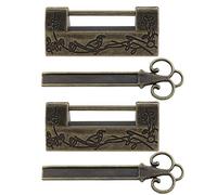 ECSiNG 2 candados antiguos con llaves, estilo chino, flor y pájaro, cerrojo decorativo para joyeros, mini gabinetes, cajones, cajas de regalo, bronce