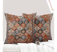 ECZOIL Juego de 2 Fundas de Almohada Bohemias de 50 x 50 cm, Flores Bohemias Decorativas de Lino de 20 x 20 Pulgadas, impresión a Doble Cara, Funda de Almohada Decorativa para salón, sofá, Dormitorio