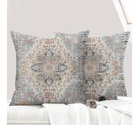 ECZOIL - Juego de 2 Fundas de cojín (40 x 40 cm, diseño Boho étnico, Vintage, Fundas de cojín de 16 x 16 Pulgadas, para casa, salón, Dormitorio, Color Azul y Gris