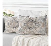 ECZOIL - Juego de 2 Fundas de cojín (40 x 60 cm), diseño Boho étnico Vintage, Funda de Almohada Suave para casa, salón, Dormitorio, sofá, Bohemio, Art Deco, Color Azul y Gris