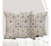 ECZOIL Juego de 2 Fundas de cojín Bohemias de 40 x 40 cm, Flores Bohemias, Fundas de cojín Decorativas de Lino de 40 x 40 cm, impresión a Doble Cara, para Sala de Estar