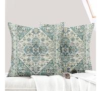 ECZOIL Juego de 2 Fundas de cojín Bohemias de 45 x 45 cm, Flores Bohemias, Fundas de cojín Decorativas de Lino de 45 x 45 cm, impresión a Doble Cara, Fundas de cojín Decorativas para salón, sofá