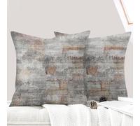 ECZOIL - Juego de 2 Fundas de cojín Decorativas, 40 x 40 cm, diseño étnico Vintage, Fundas de sofá Decorativas, Funda de Almohada para casa, salón, Dormitorio y Granja, Color Gris y marrón