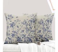 ECZOIL - Juego de 2 Fundas de cojín Decorativas, 50 x 50 cm, Flores, Funda de sofá Decorativa, diseño de Plantas con Flores Silvestres, Funda de Almohada para casa, salón, Dormitorio y Granja, diseño