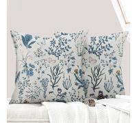 ECZOIL - Juego de 2 fundas de cojín decorativas de 45 x 45 cm con flores, fundas de sofá decorativas con motivo de plantas de flores silvestres, funda de almohada para dormitorio y granja, casa, salón