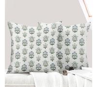 ECZOIL - Juego de 2 Fundas de cojín Decorativas de 45 x 45 cm con Flores, Fundas de sofá Decorativas con Motivo de Flores Blancas Azules, Funda de Almohada para Dormitorio y Granja, casa, salón